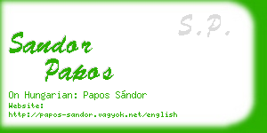sandor papos business card